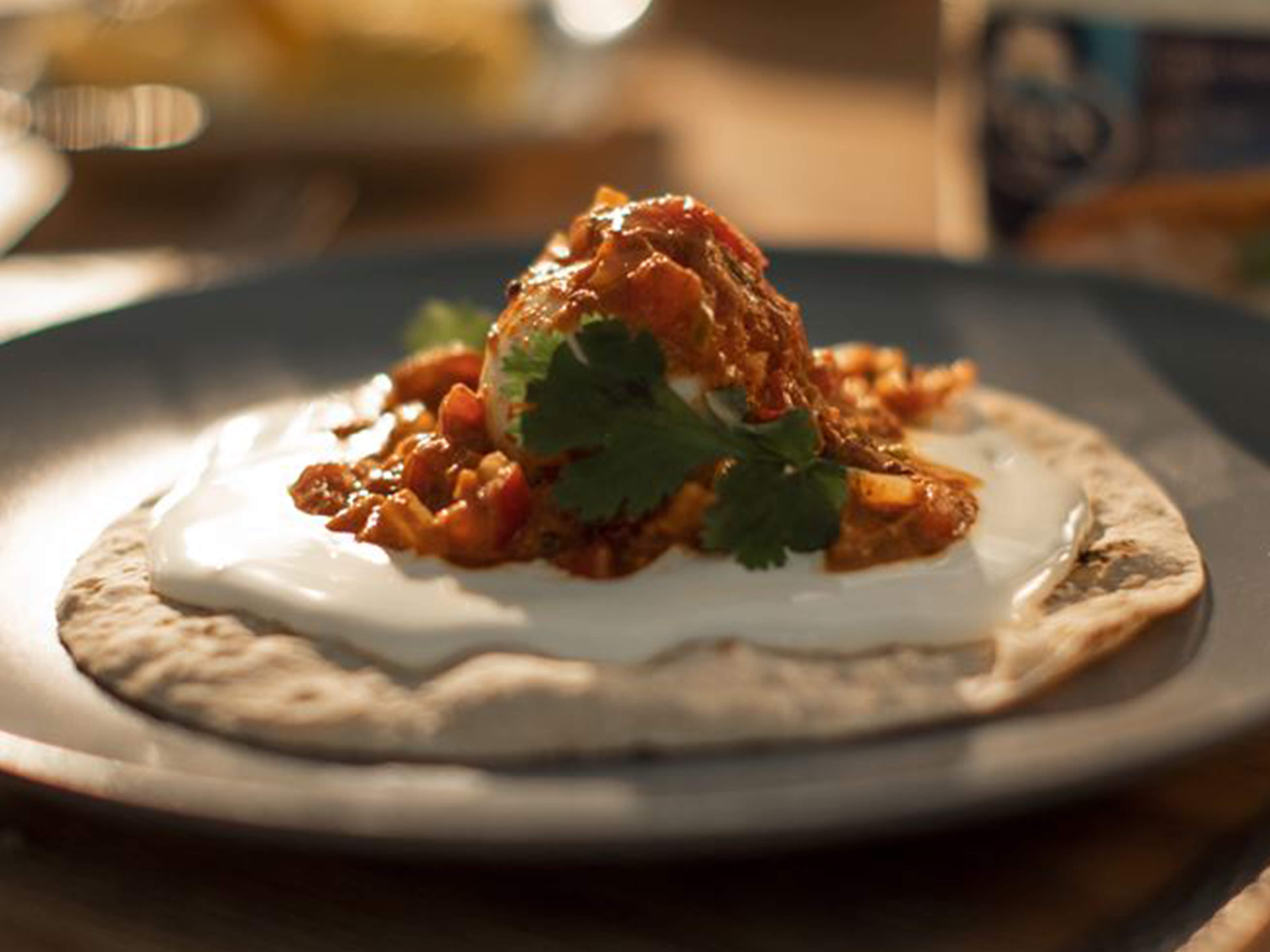 Chapati Wrap with Eggs Masala and Cream Cheese Spread