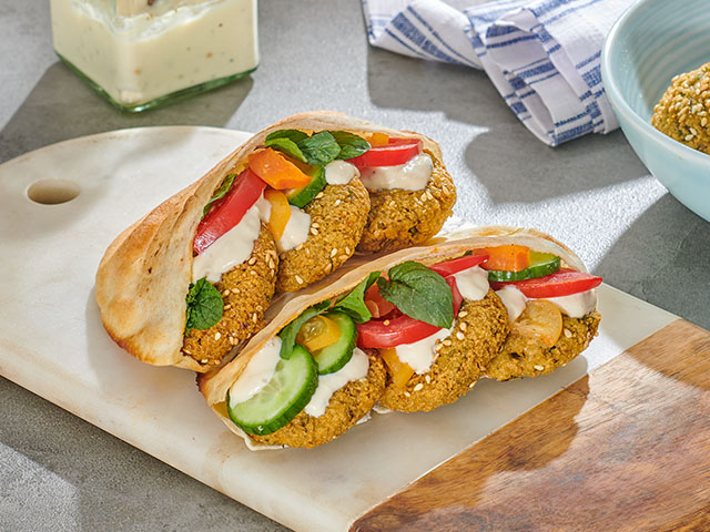 Pita sandwich with falafel and cheese