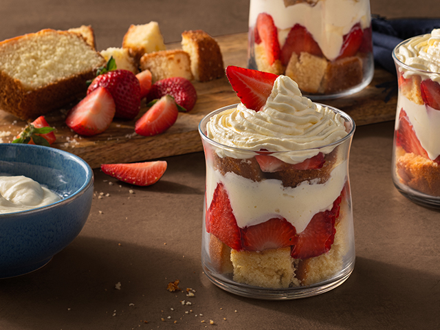 Strawberry shortcake trifle