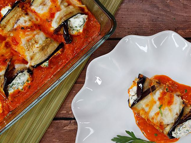 Stuffed Eggplant with Puck Tomato Sauce