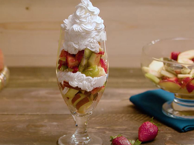 Fruit Salad with Puck whipping cream