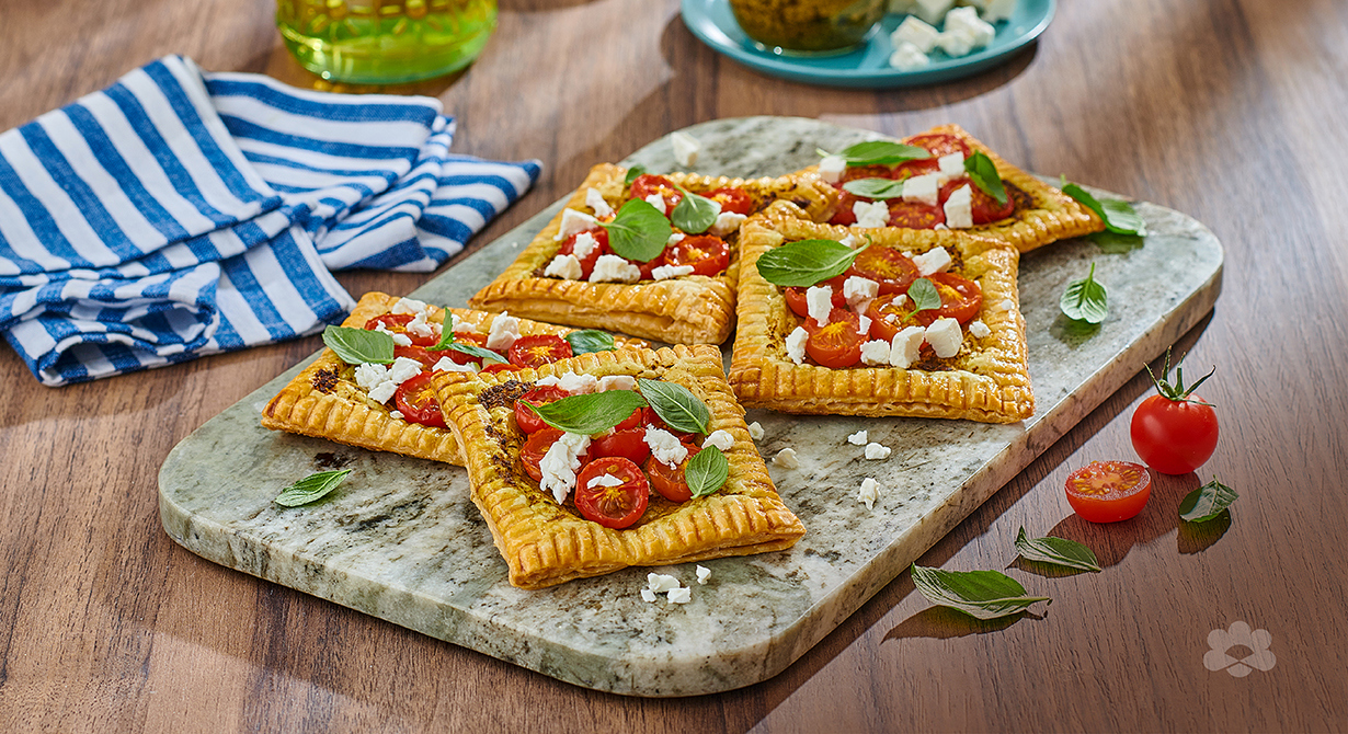 Roasted Tomato and Basil Tarts