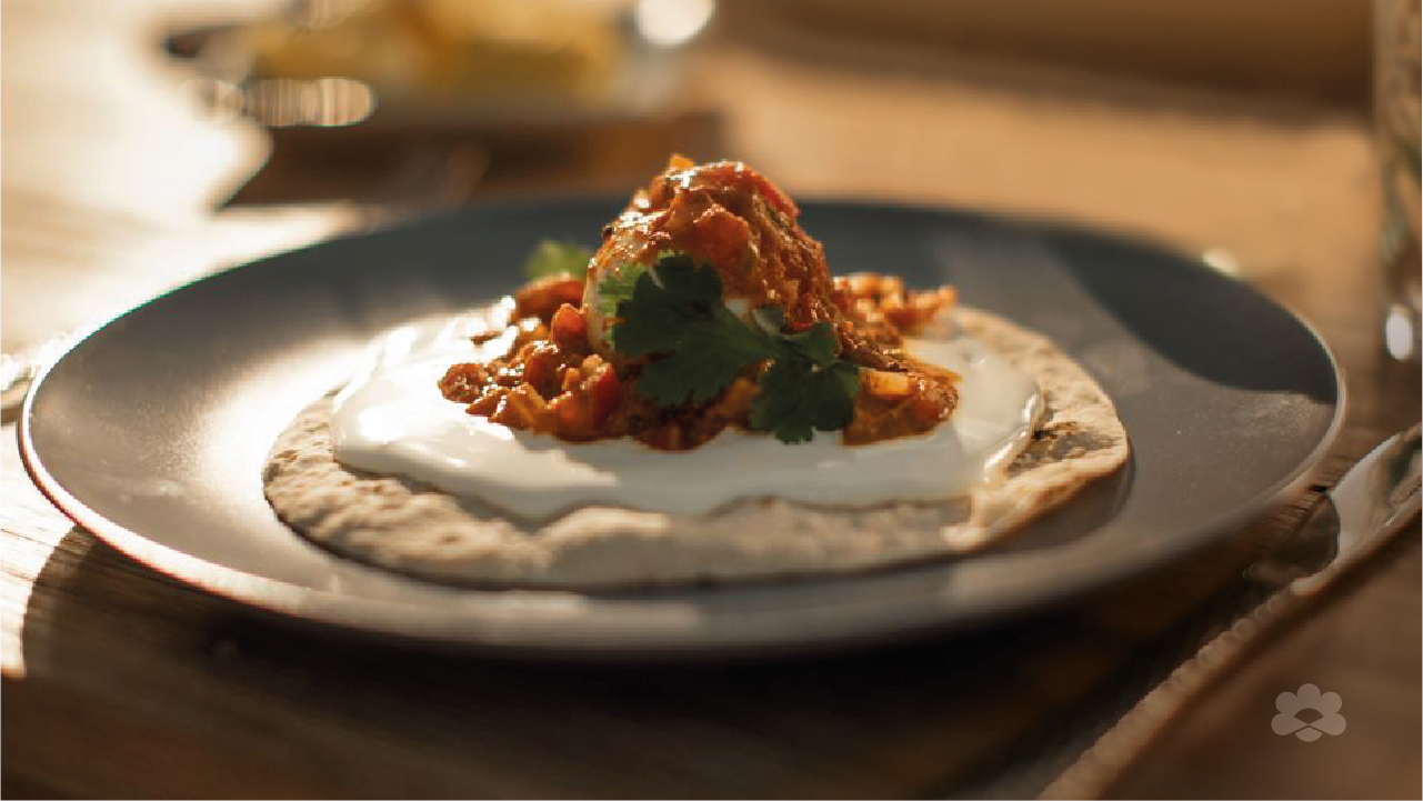 Chapati Wrap with Eggs Masala and Cream Cheese Spread