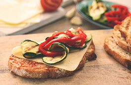 Havarti, Tomato and Grilled Vegetable Bruschetta