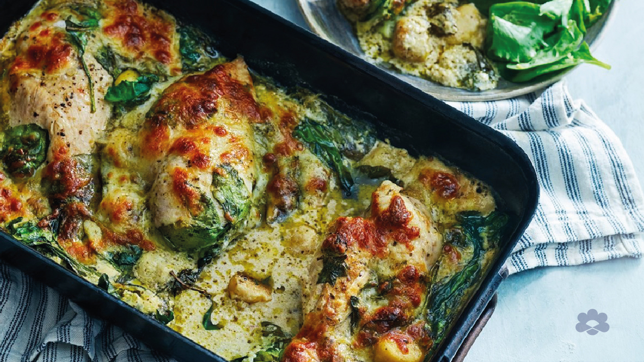 Oven baked chicken with gnocchi 