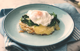 Havarti and Potato Rosti Eggs Florentine